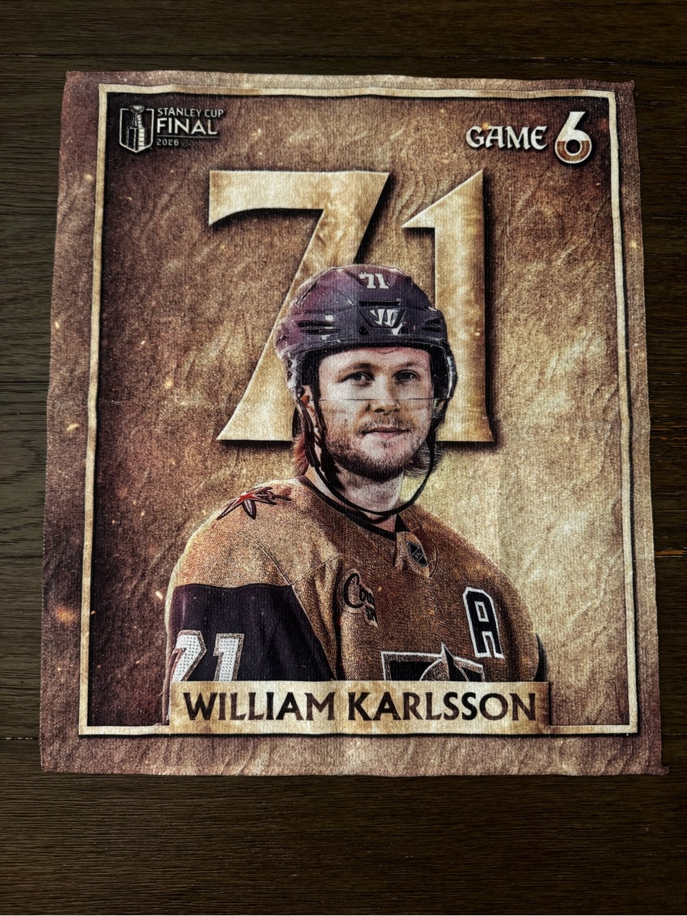 NHL William Karlsson Gold Game 6 Collector Towel Vegas golden knights VGK